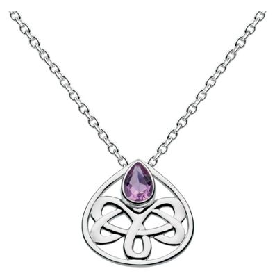 Sterling silver celtic looped amethyst teardrop necklace